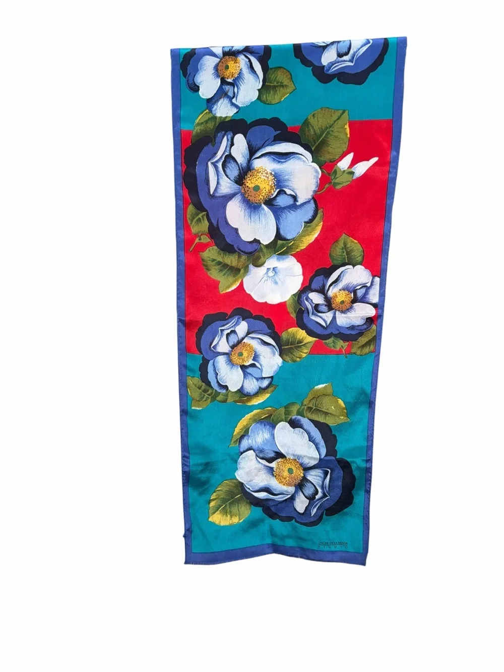 Vintage Oscar de la Renta Studio Floral Colorblock Scarf